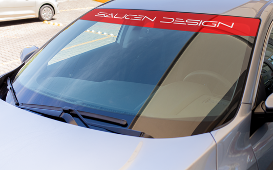 Saucen Design Windshield Banner - Gloss Red/White